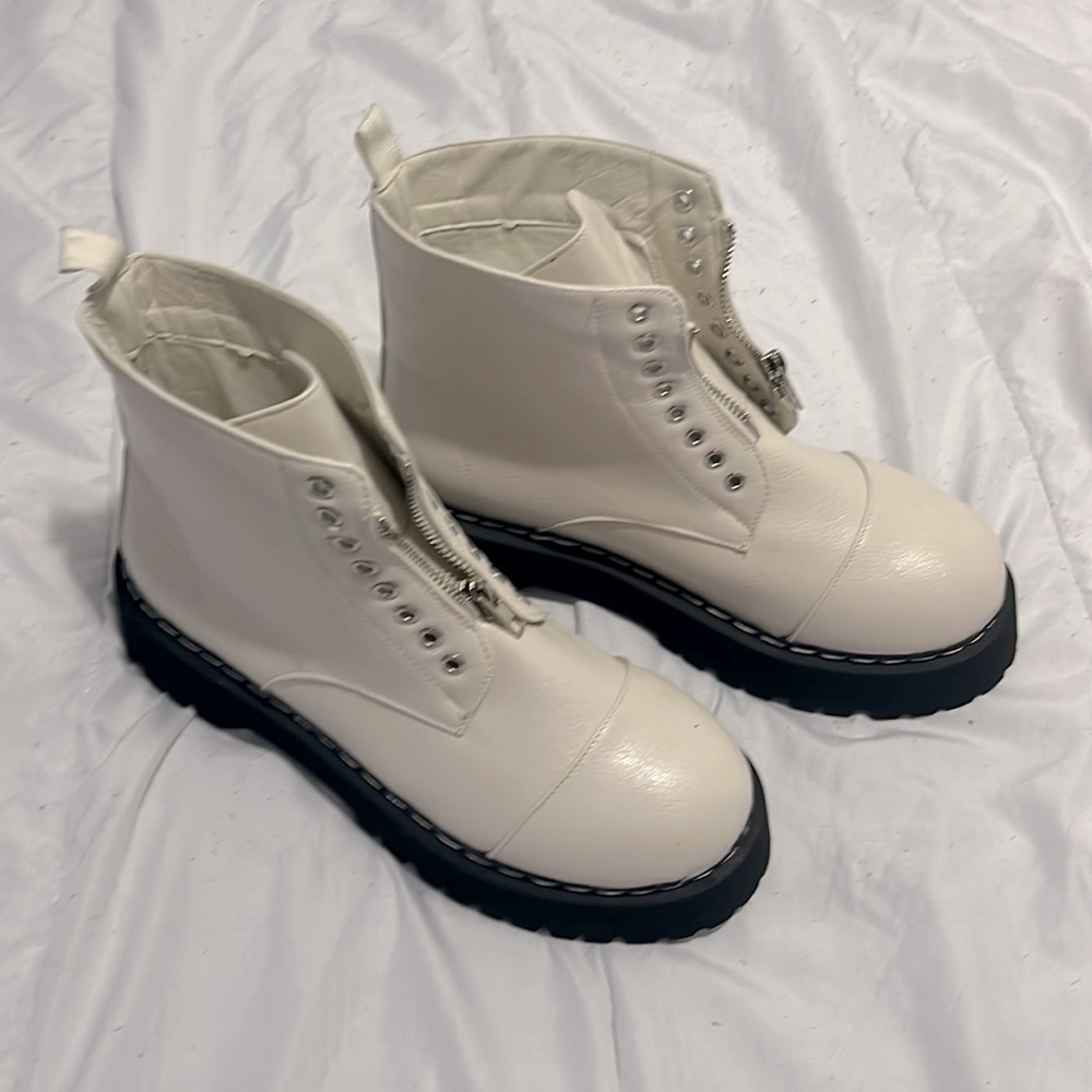 White Faux Leather Boots size 10 women’s